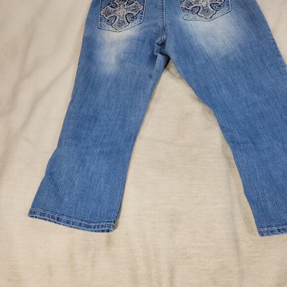 ND Weekend Jeans Womens Blue Sz 14 3/4 Skinny Straight Leg Embellished Pockets - Picture 12 of 13